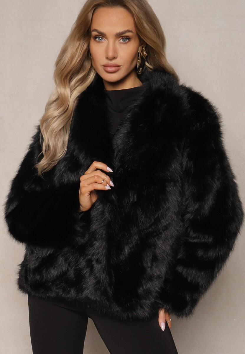 Czarna Kurtka Futrzana w Eleganckim Stylu na Napy Vortana 1