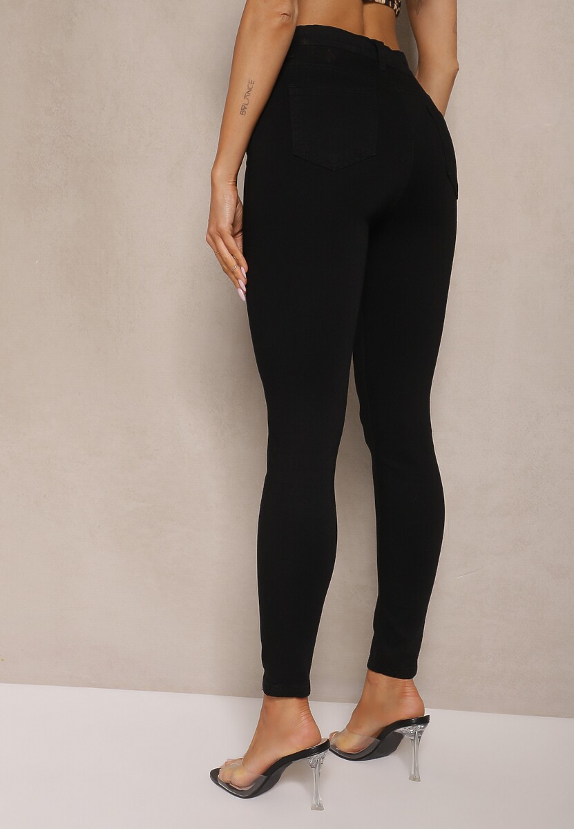 Czarne Elastyczne Jeansy o Kroju Skinny High Waist Darira 3