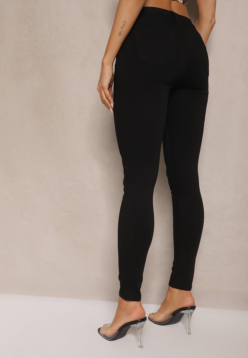 Czarne Jeansy z Bawełną Skinny High Waist Push Up Totanna 3