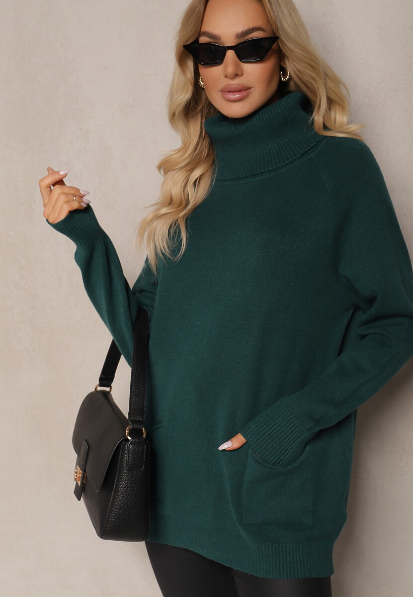 Pulover pe gât Viasya Verde închis 2