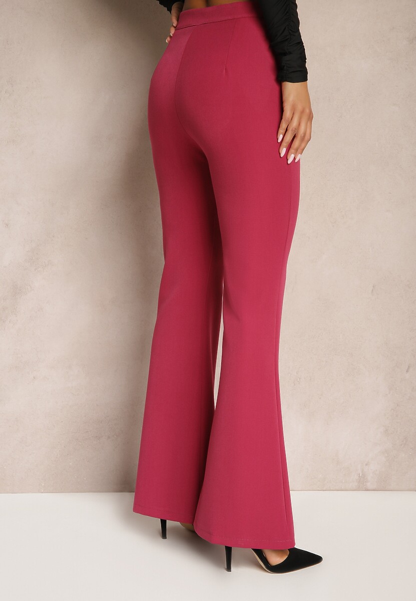 Ciemnoróżowe Spodnie Dzwony High Waist Enyselle 3