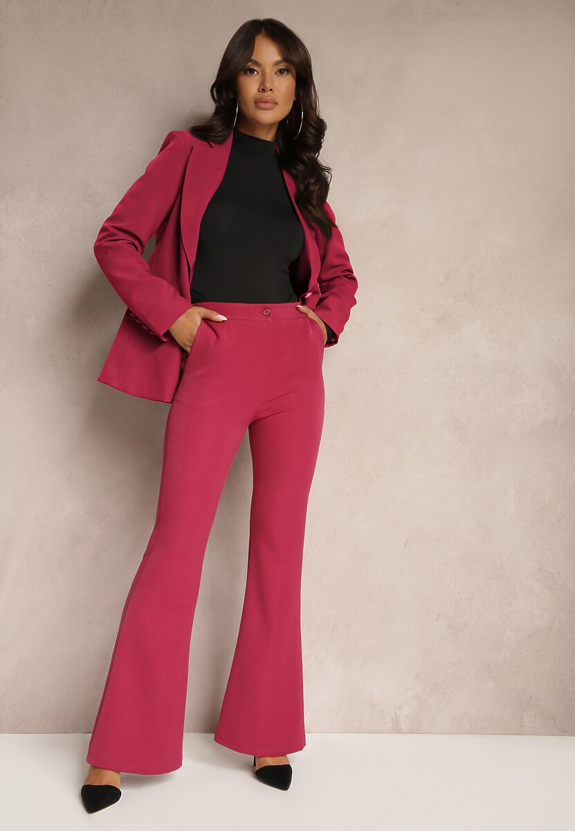 Ciemnoróżowe Spodnie Dzwony High Waist Enyselle 1