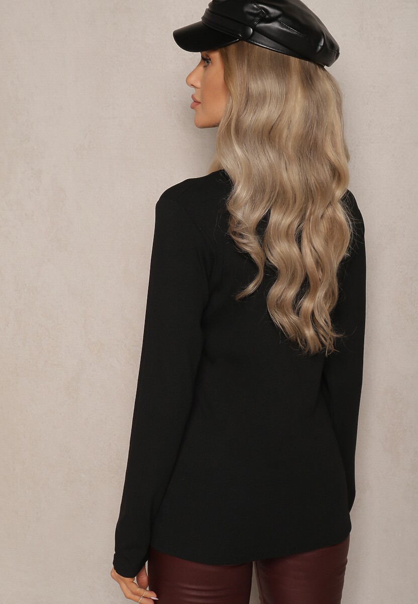 Czarna Bluza Longsleeve z Bawełną Romala 3