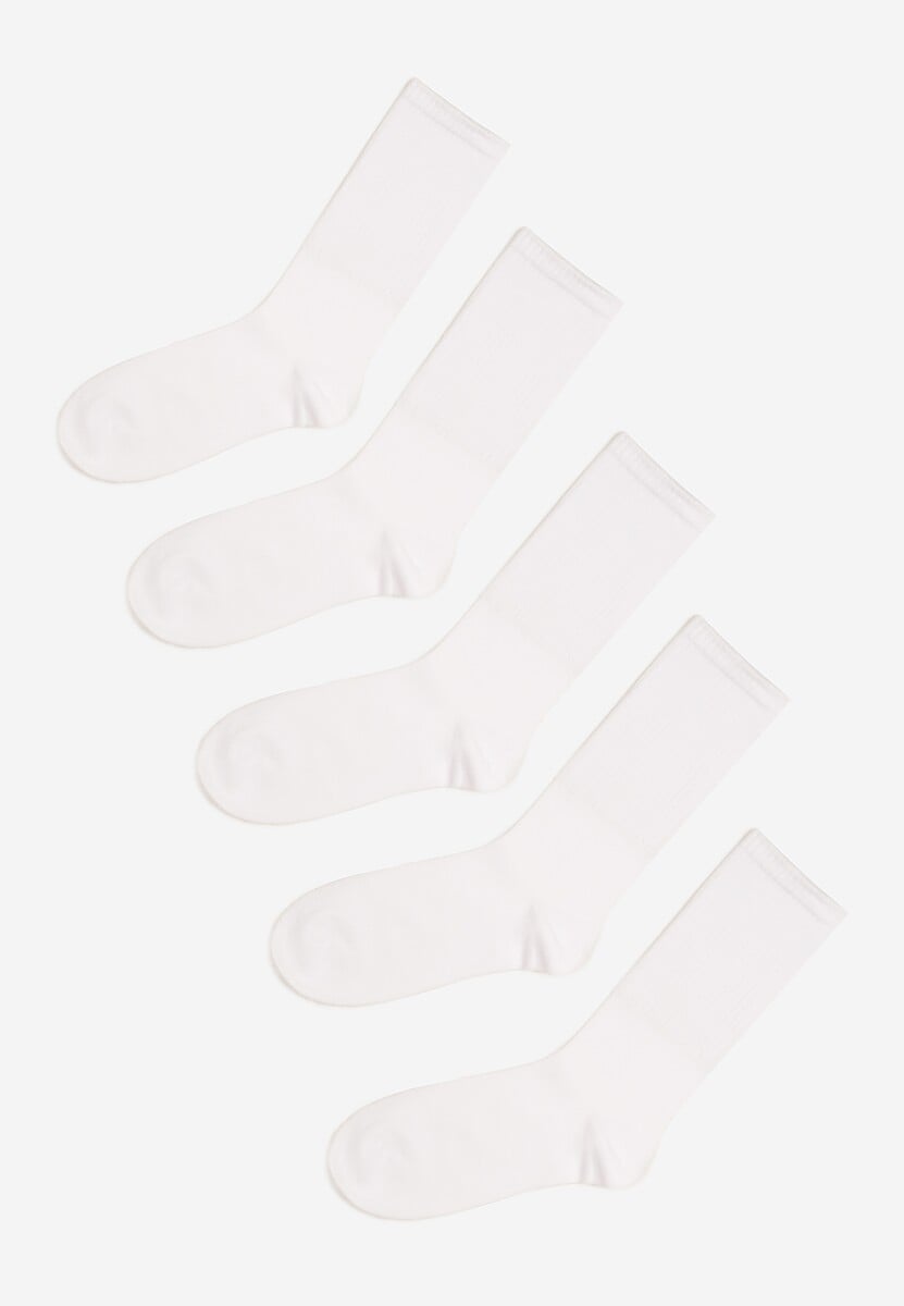Białe Długie Casualowe Skarpety 5-Pack z Bawełny Venethria 1