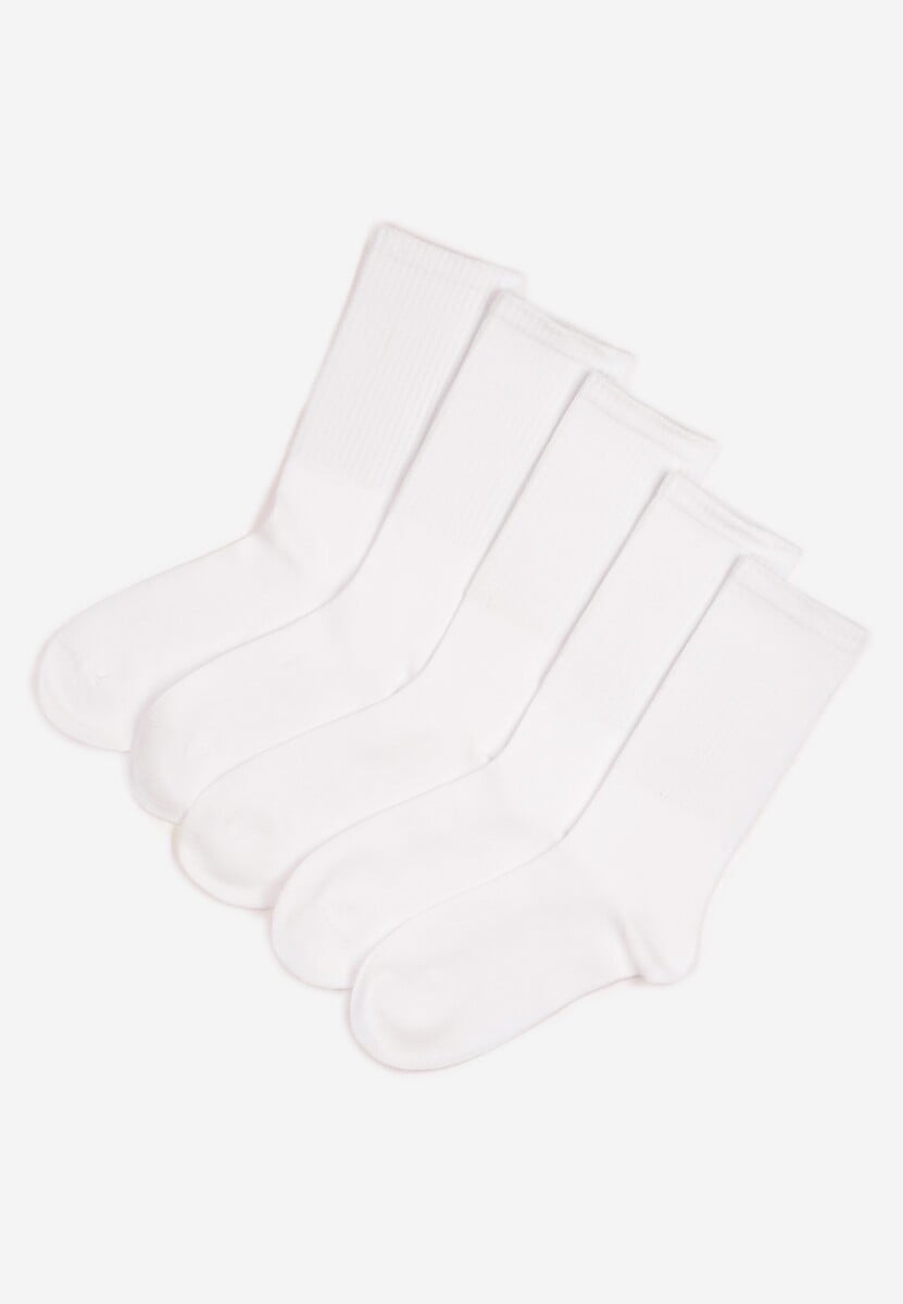 Białe Długie Casualowe Skarpety 5-Pack z Bawełny Venethria 2