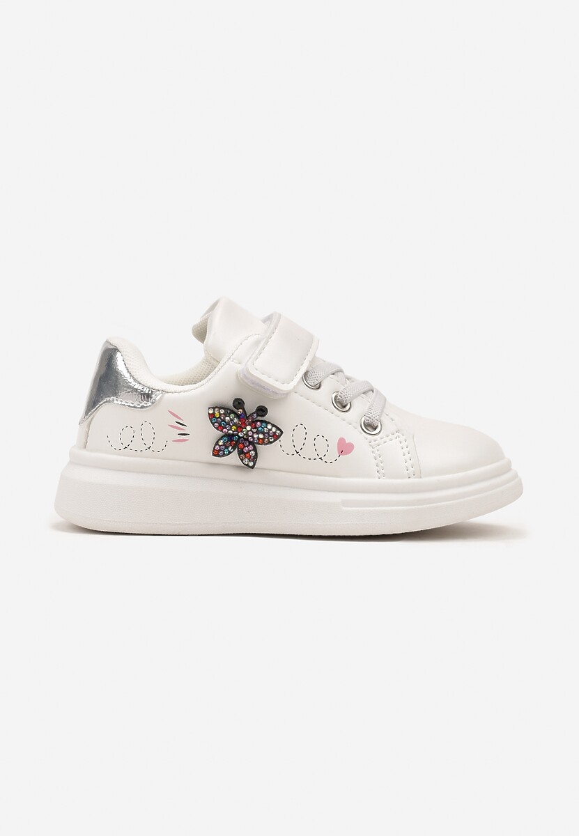 Białe Buty Sportowe Sneakersy z Cyrkoniami i Sznurowaniem Patirra 1