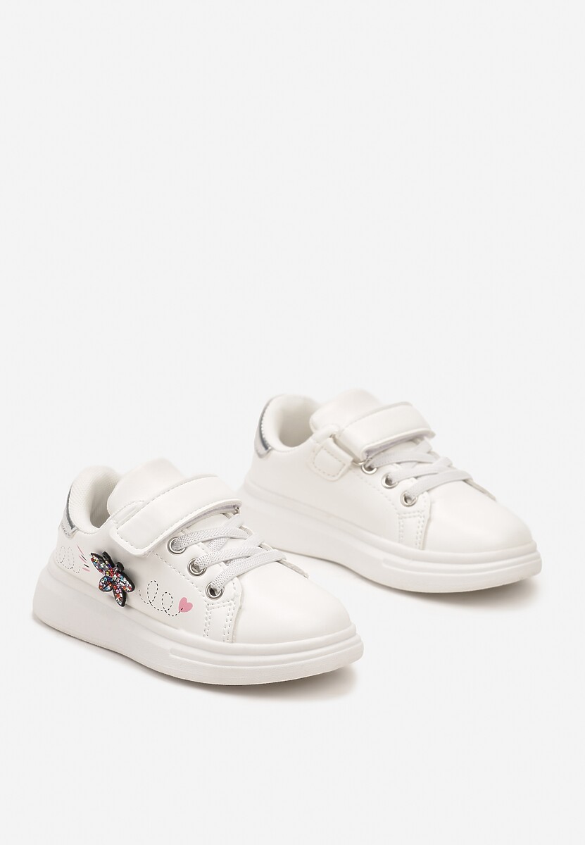 Białe Buty Sportowe Sneakersy z Cyrkoniami i Sznurowaniem Patirra 2