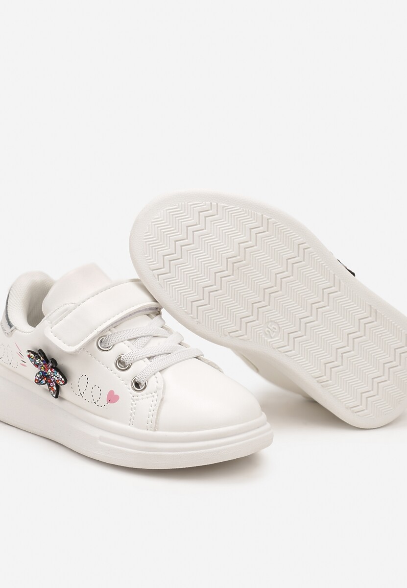 Białe Buty Sportowe Sneakersy z Cyrkoniami i Sznurowaniem Patirra 3