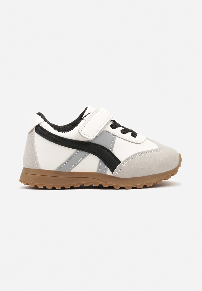 Białe Buty Sportowe Sneakersy z Geometrycznymi Paskami i Sznurowaniem Valentiana 1