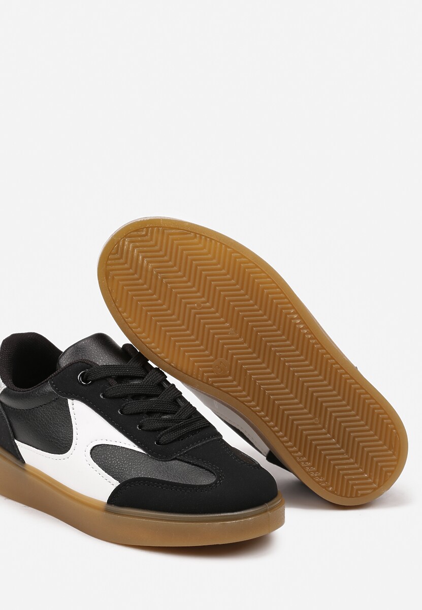 Czarne Buty Sportowe Sneakersy ze Sznurowaniem Ozdobione Metalicznymi Elementami Dinilie 3