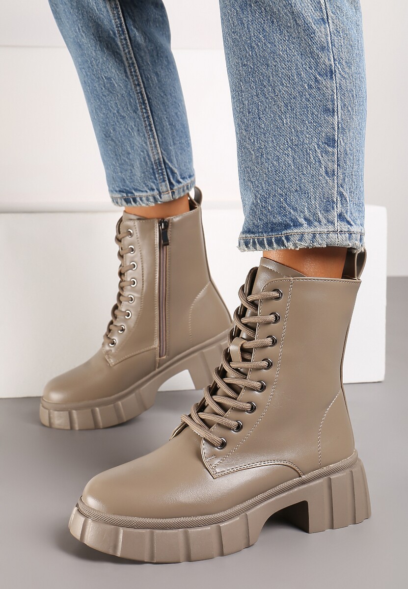 Botine Valentie Bej cu gri 2