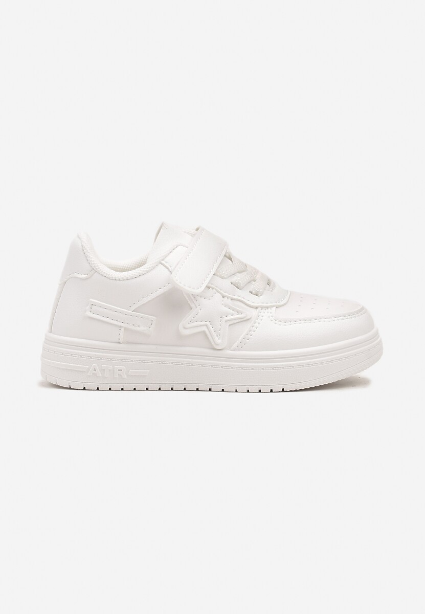 Białe Sznurowane Buty Sportowe Sneakersy na Płaskiej Podeszwie Ozdobione Gwiazdką Sianis 1