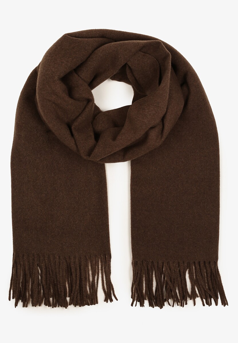 Ciemnobrązowy Szalik z Wiskozą Bawełną i Frędzlami Siathlin 3