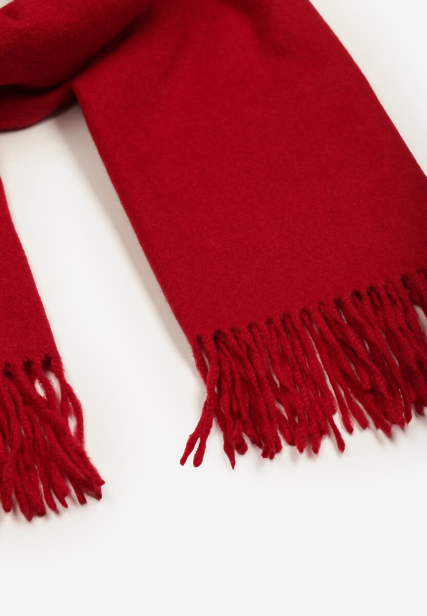 Bordowy Szalik z Wiskozą Bawełną i Frędzlami Siathlin 4
