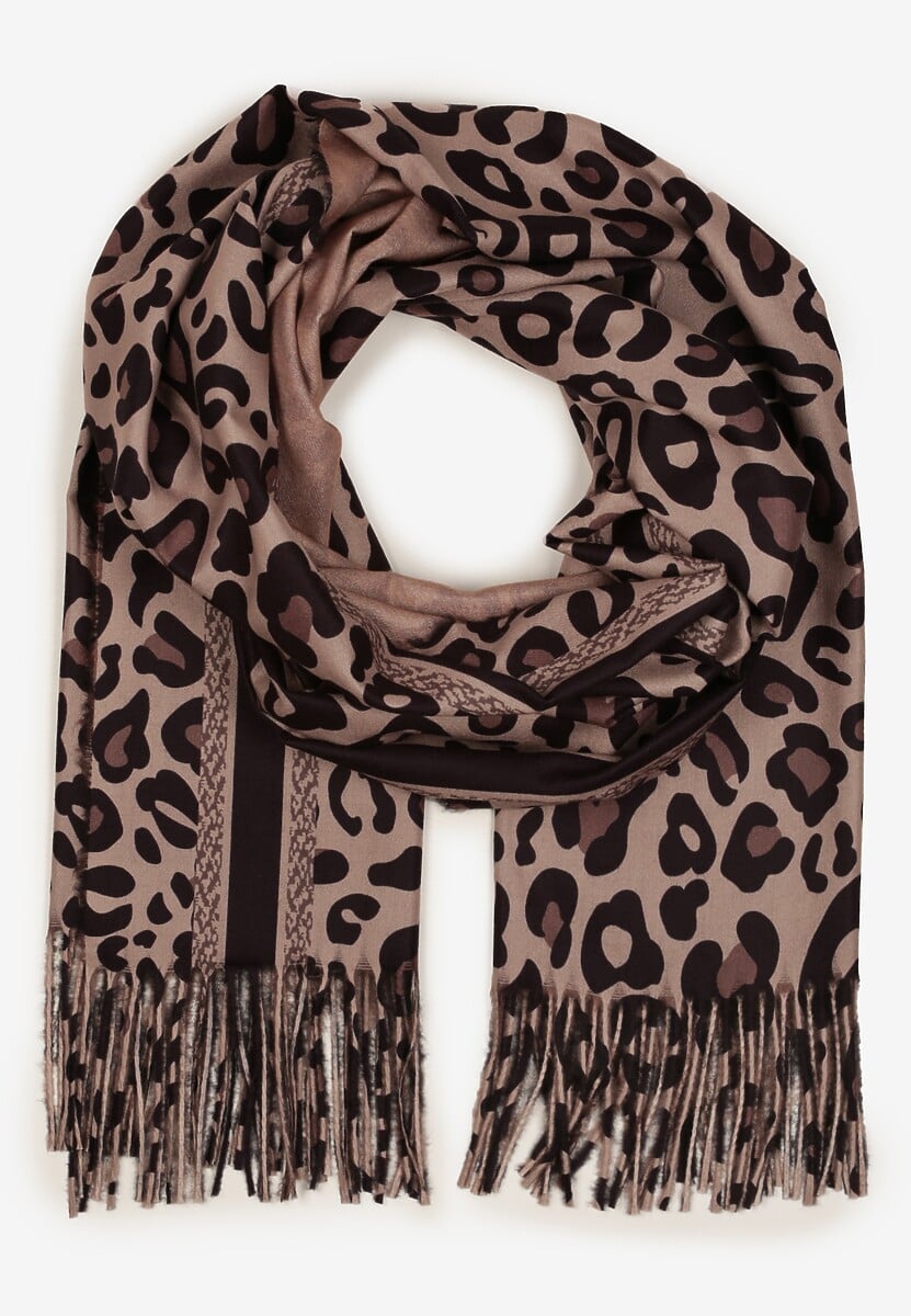 Ciemnobeżowy Szalik z Wiskozy z Frędzlami Sialion 1