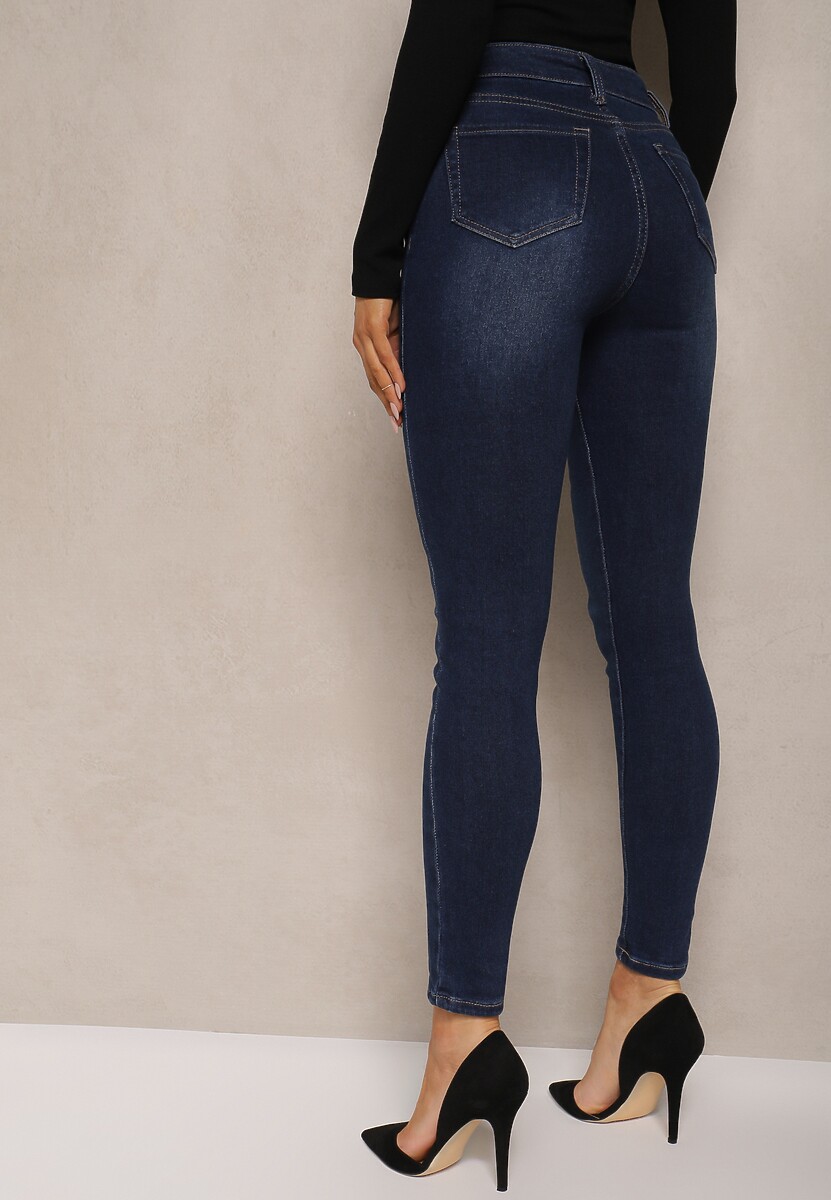 Granatowe  Jeansy Skinny Regular Waist Arinnisa 3