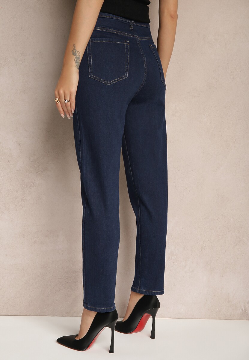 Granatowe Casualowe Jeansy Mom Fit High Waist Zorirra 3