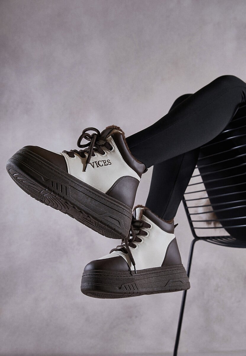 Botine Leavinael Bej cu maro 2