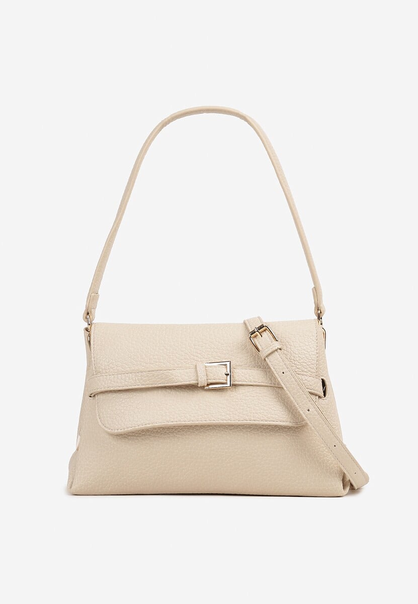 Beżowa Torebka Typu Listonoszka z Rączką i Dołączonym Paskiem Sealanis 1