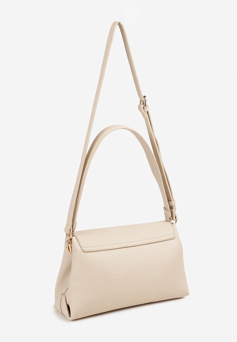 Beżowa Torebka Typu Listonoszka z Rączką i Dołączonym Paskiem Sealanis 2