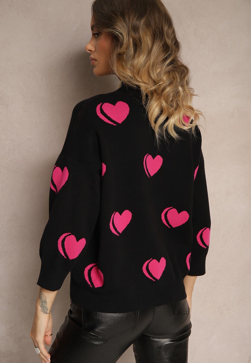 Pulover Zeanisia Negru cu fucsia 3