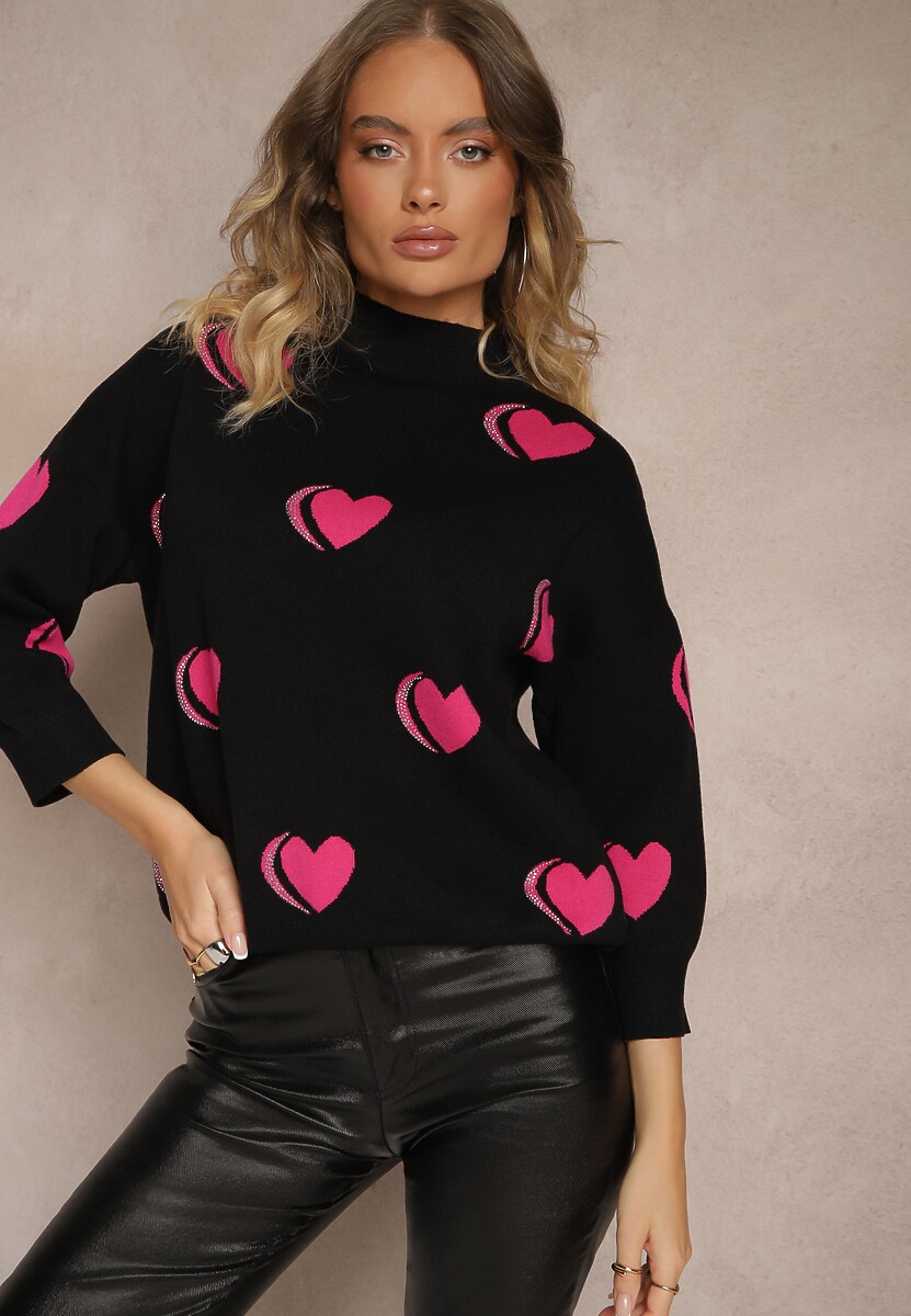 Pulover Zeanisia Negru cu fucsia 1