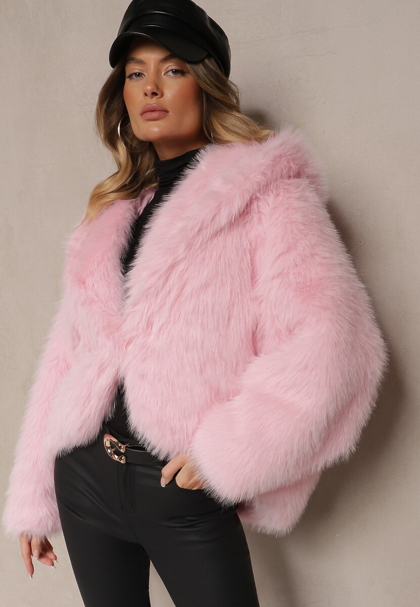 Różowa Kurtka Futerko w Eleganckim Stylu Vortilae 1