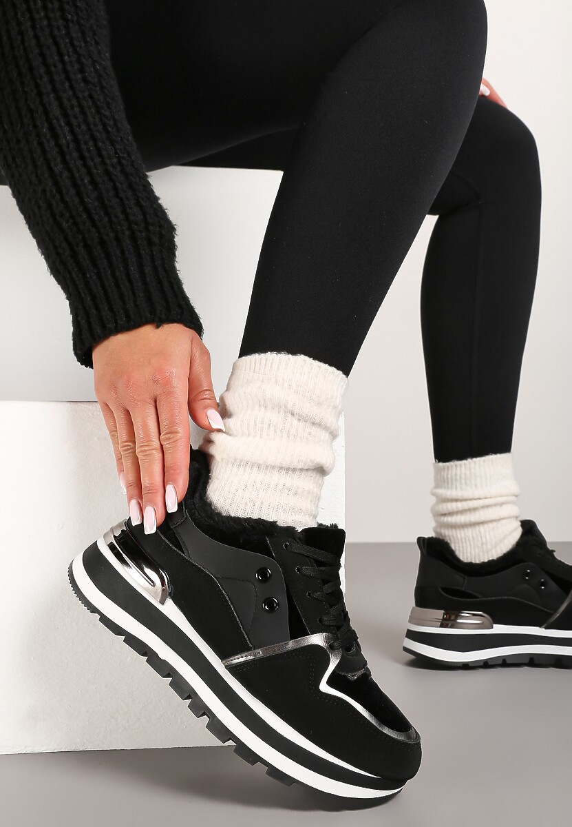 Czarne Sneakersy na Zimę z Futerkowym Ociepleniem Vertiste 1
