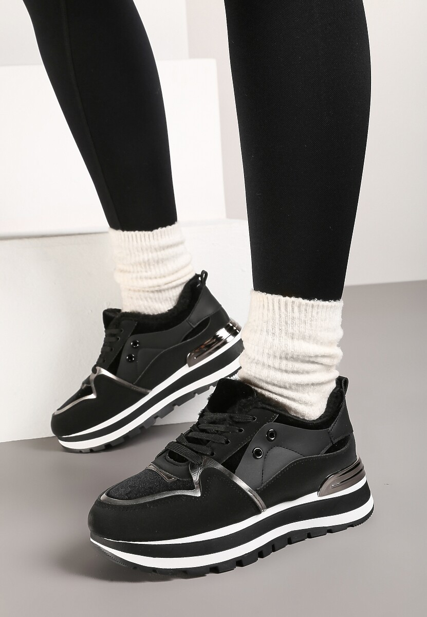 Czarne Sneakersy na Zimę z Futerkowym Ociepleniem Vertiste 2