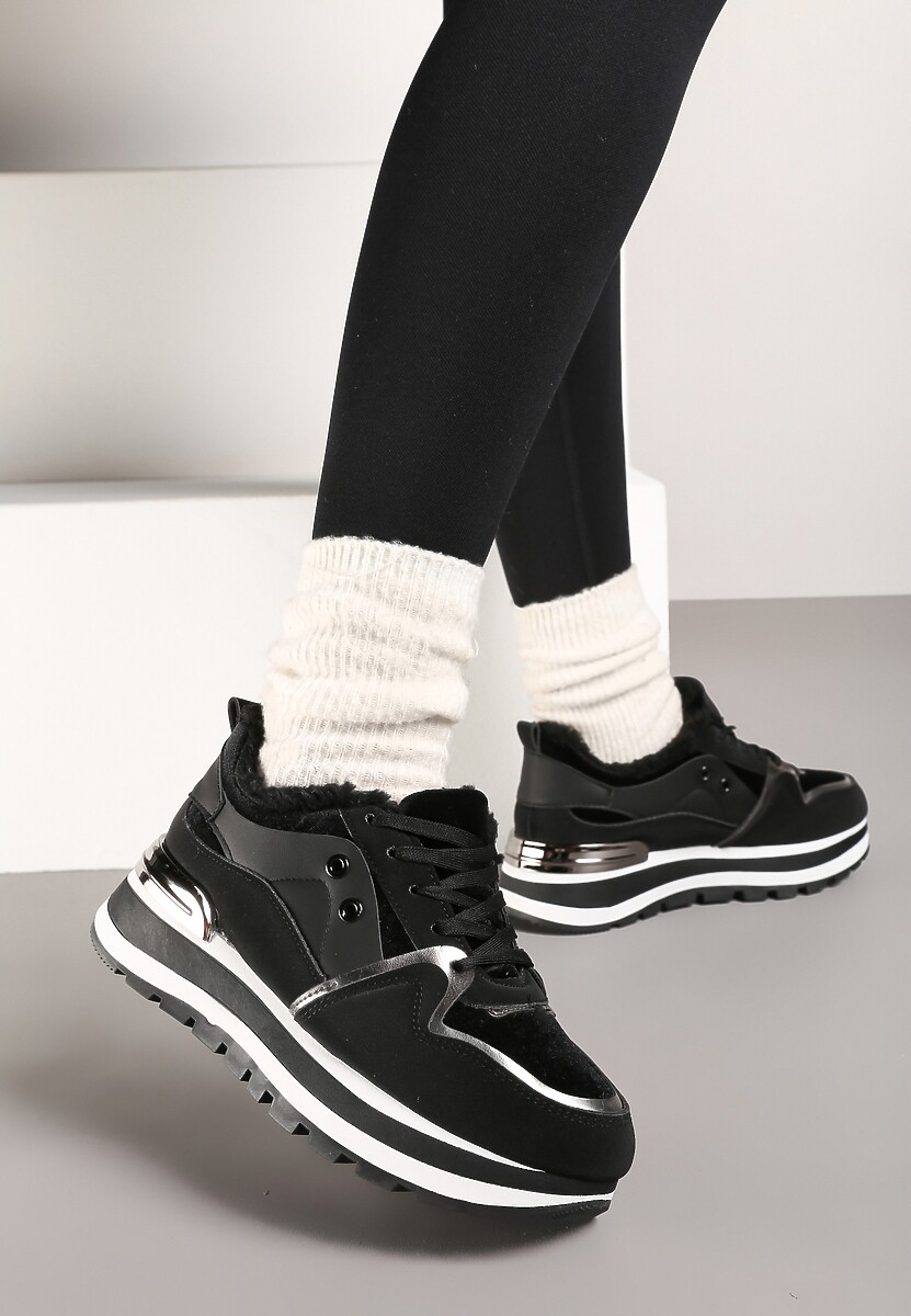 Czarne Sneakersy na Zimę z Futerkowym Ociepleniem Vertiste 3