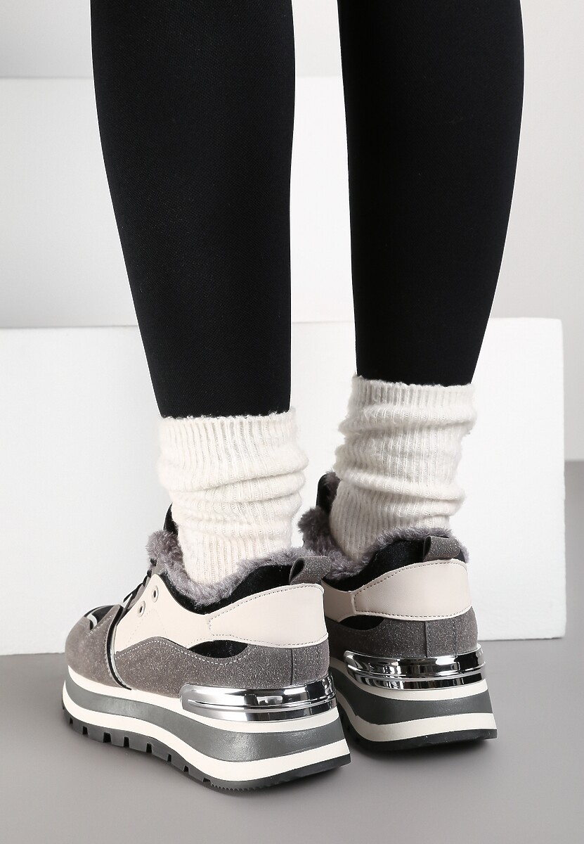 Szare Sneakersy na Zimę z Futerkowym Ociepleniem Vertiste 3