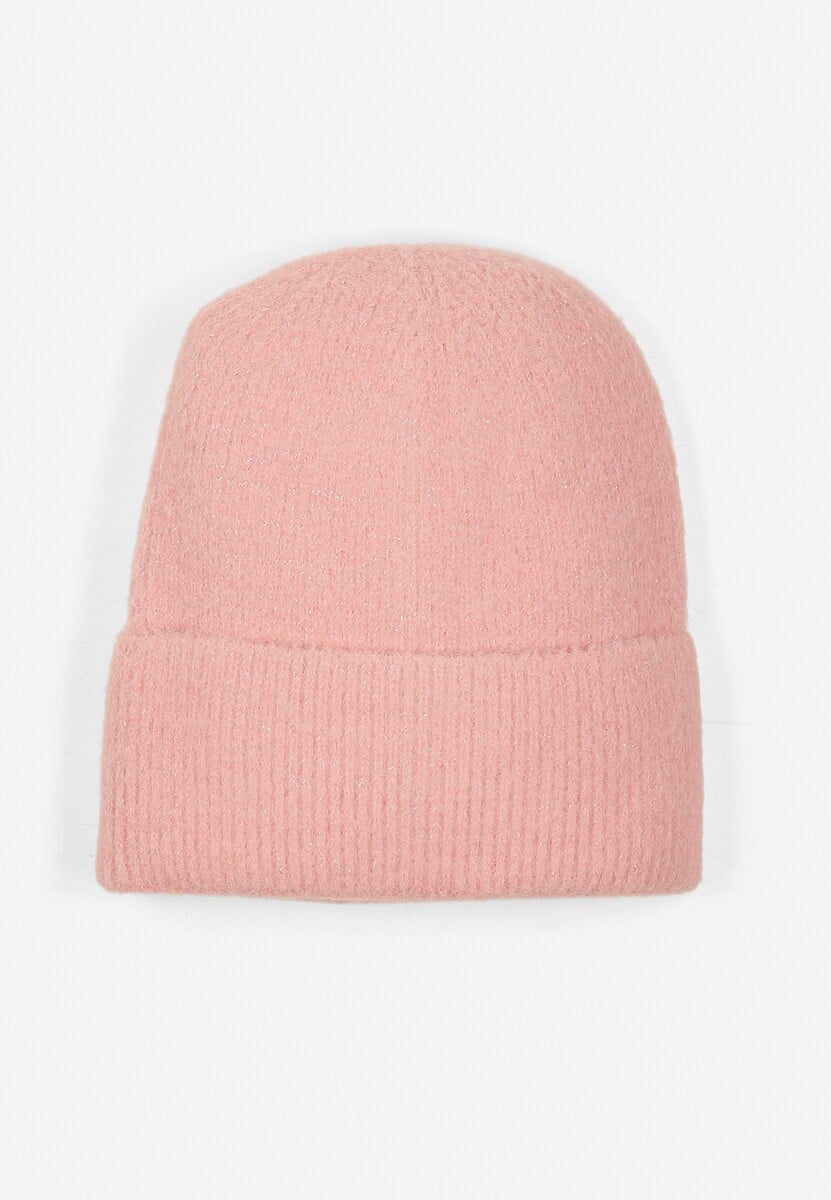 Różowa Czapka z Metaliczną Nicią i Wywinięciem Temivra 1