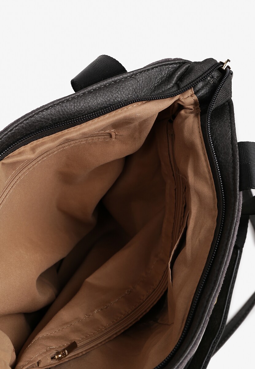 Szara Torebka Shopper z Ekozamszu Zdobiona Eleganckim Łańcuszkiem Leathraen 3