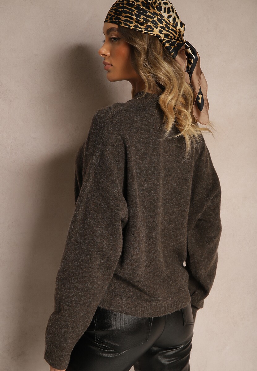 Brązowy Casualowy Sweter z Wełną Sassilae 3