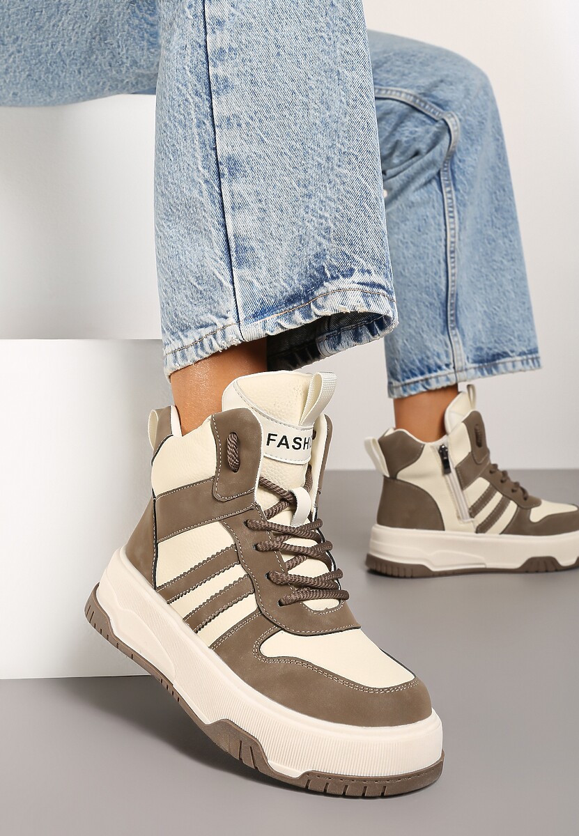Sneakers Noradwen Bej cu maro 3