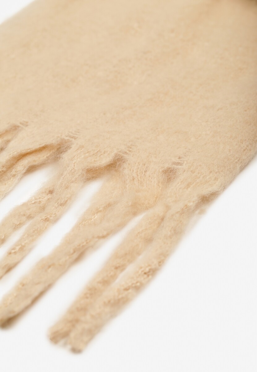 Beżowy Szalik Ozdobiony Frędzlami Esalirea 2