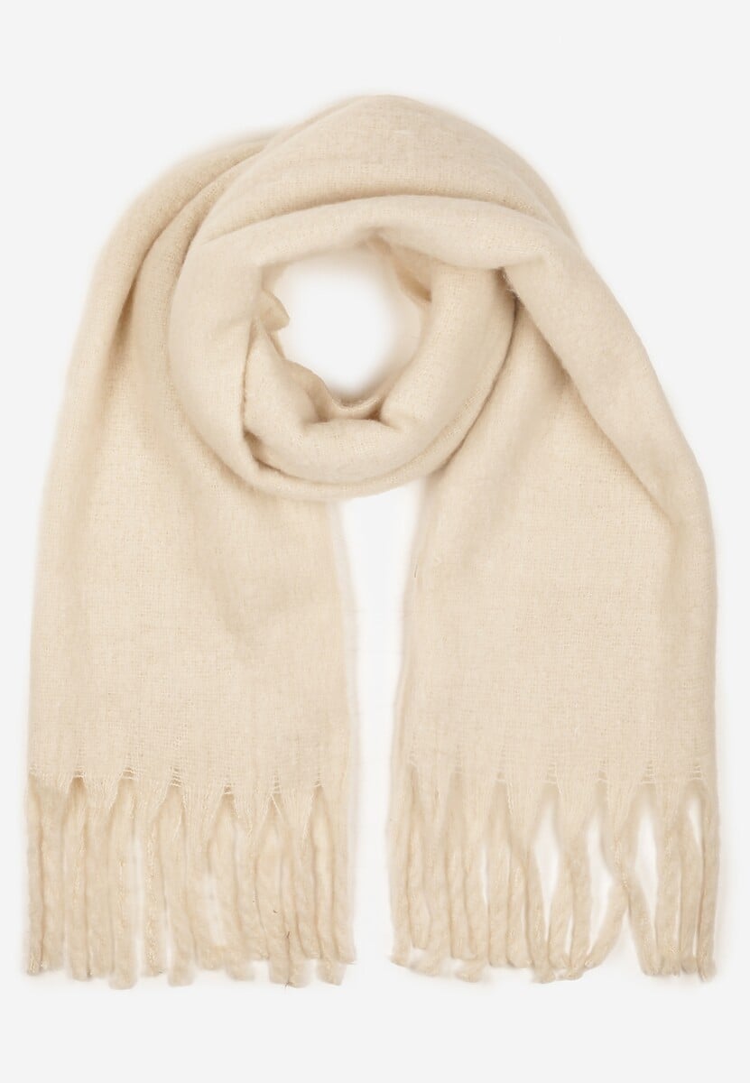 Jasnobeżowy Szalik Ozdobiony Frędzlami Esalirea 1