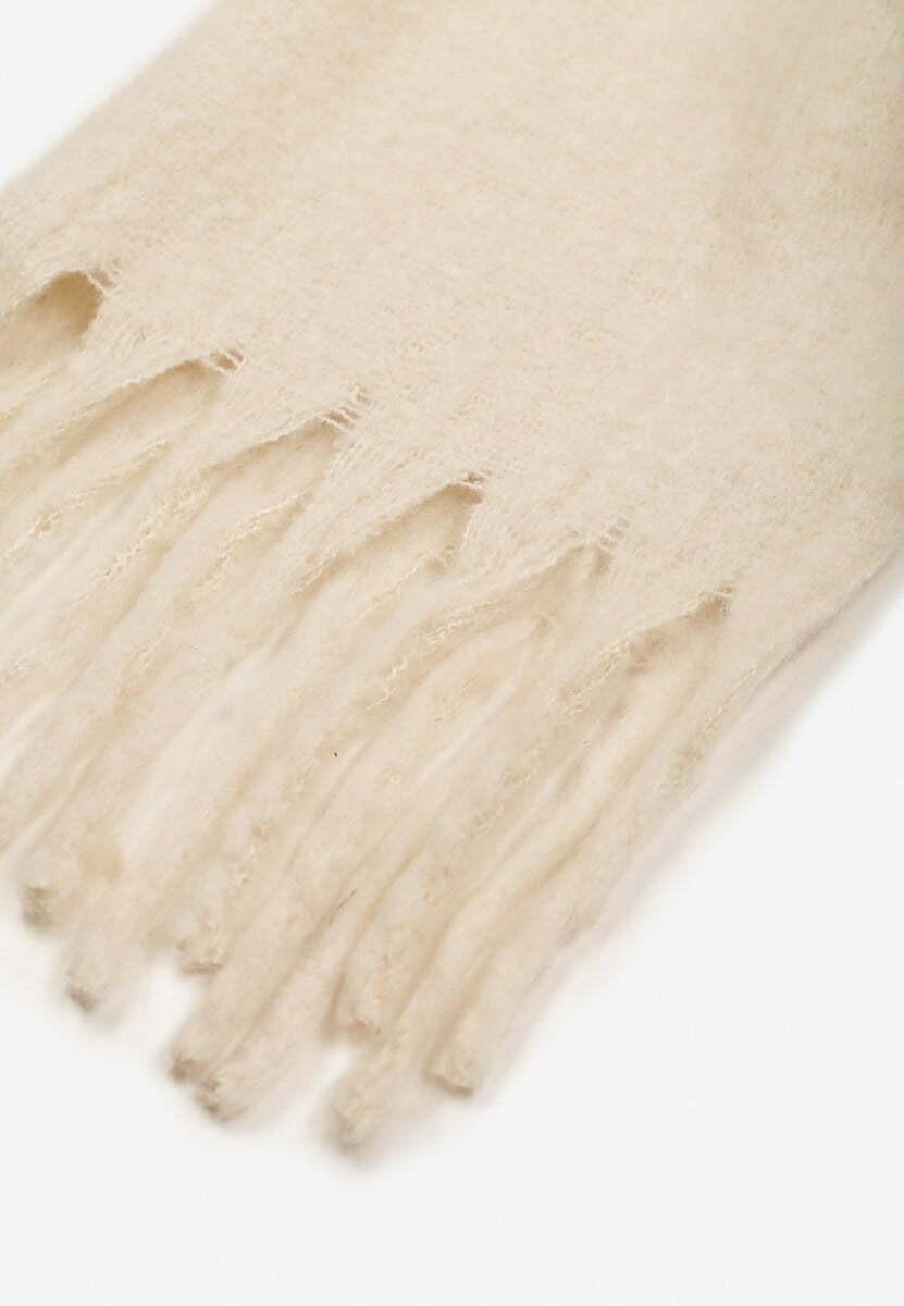 Jasnobeżowy Szalik Ozdobiony Frędzlami Esalirea 2