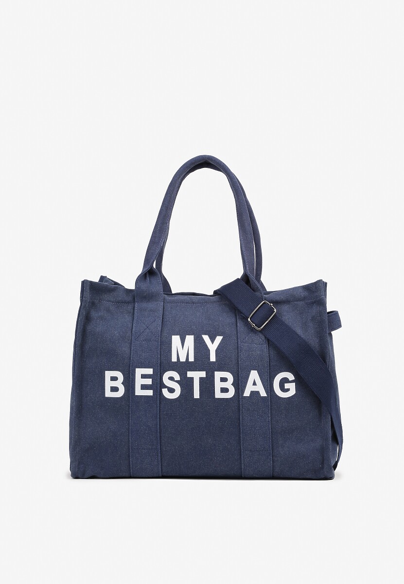 Granatowa Torebka Typu Shopper z Plecionki Sevisha 1