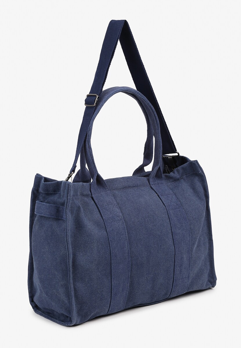 Granatowa Torebka Typu Shopper z Plecionki Sevisha 2