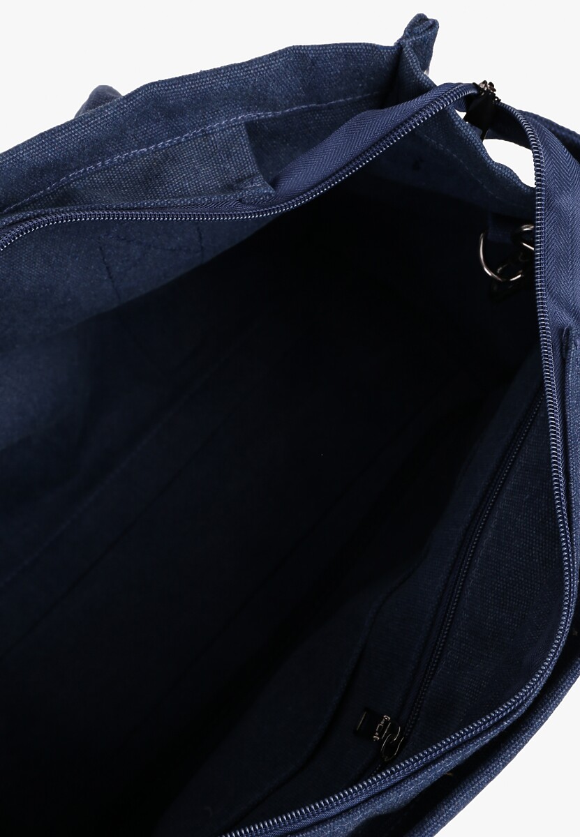 Granatowa Torebka Typu Shopper z Plecionki Sevisha 3