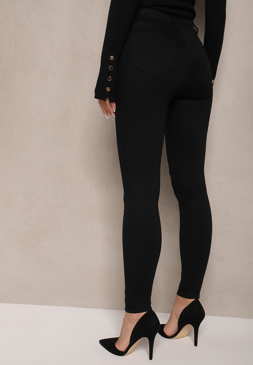 Czarne Bawełniane Jeansy w Stylu Skinny Lilezi 3
