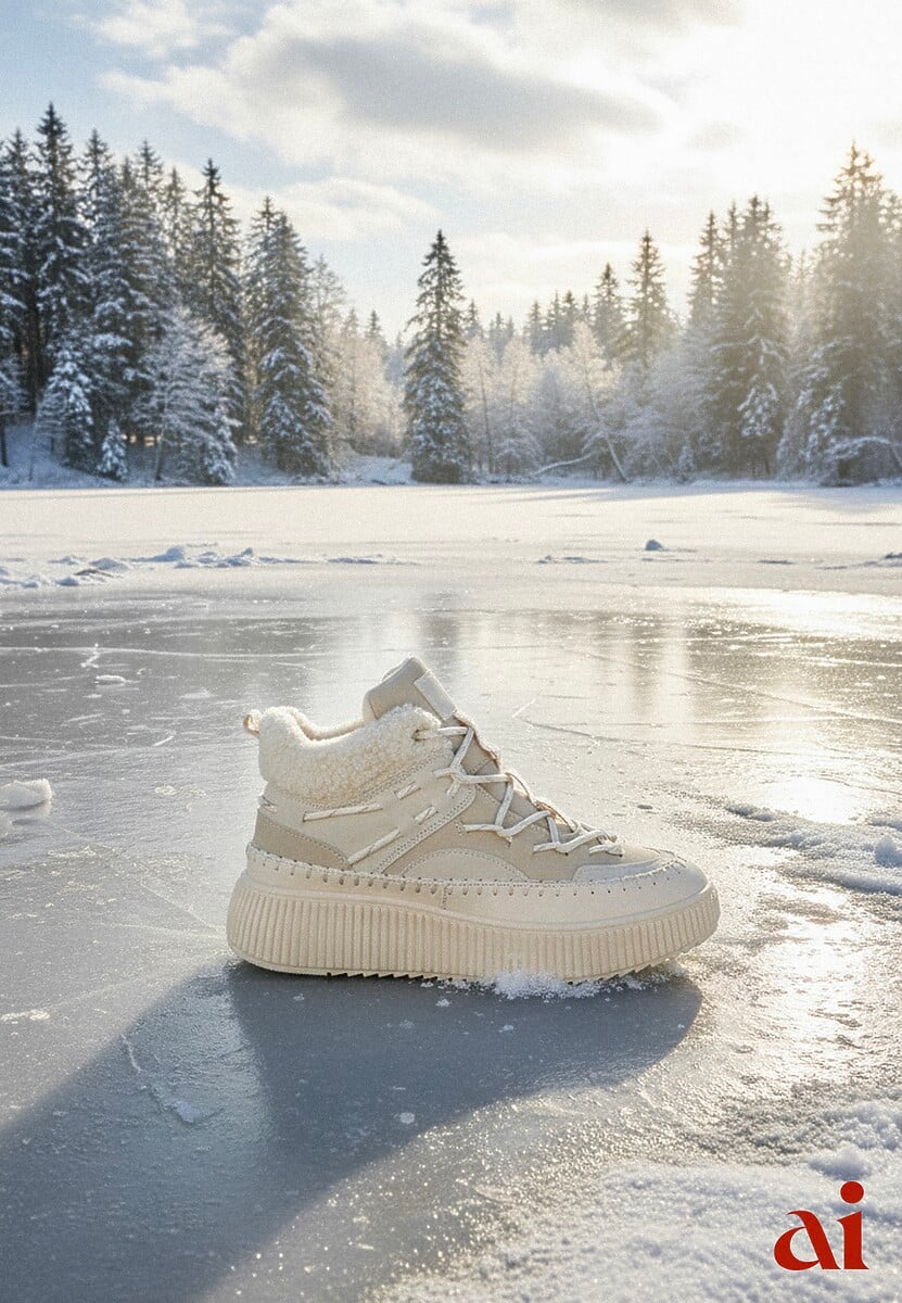 Beżowe Śniegowce Traperki Vices z Futerkiem Typu Baranek i Platformą Terivelle 1