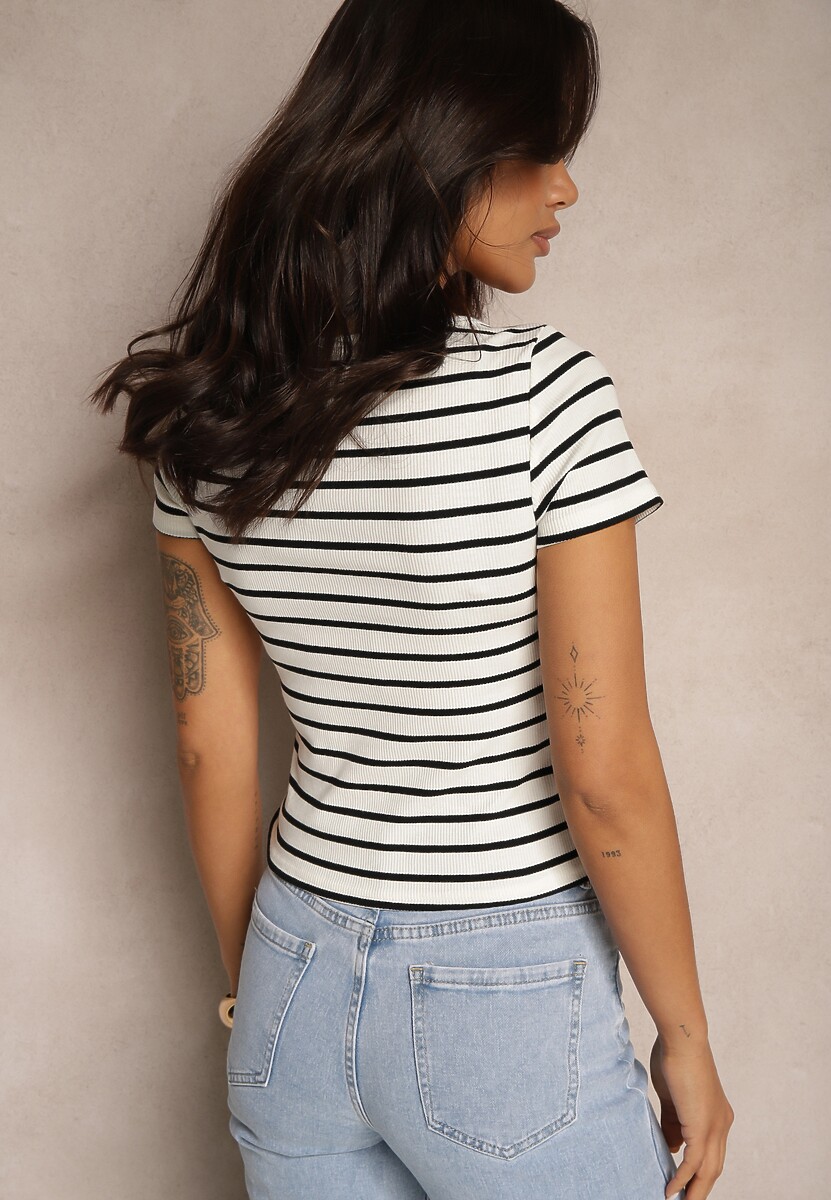 T-shirt Norwiwi Alb cu negru 3