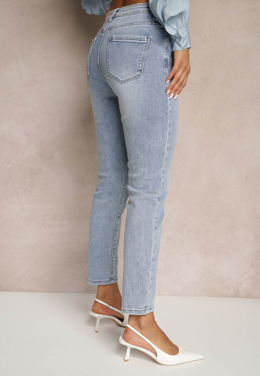 Niebieskie Jeansy Mom Fit High Waist Delonwen 3