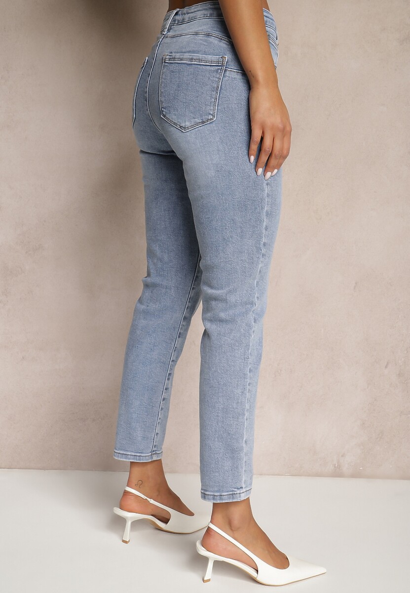 Jasnoniebieskie Jeansy High Waist o Kroju Mom Fit Delarinor 3