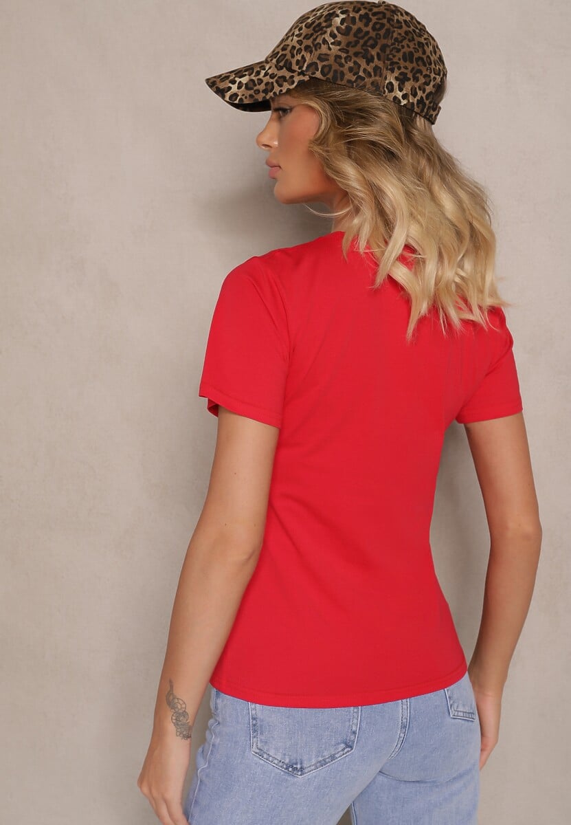 Czerwony Casualowy Bawełniany T-shirt Rivali 3