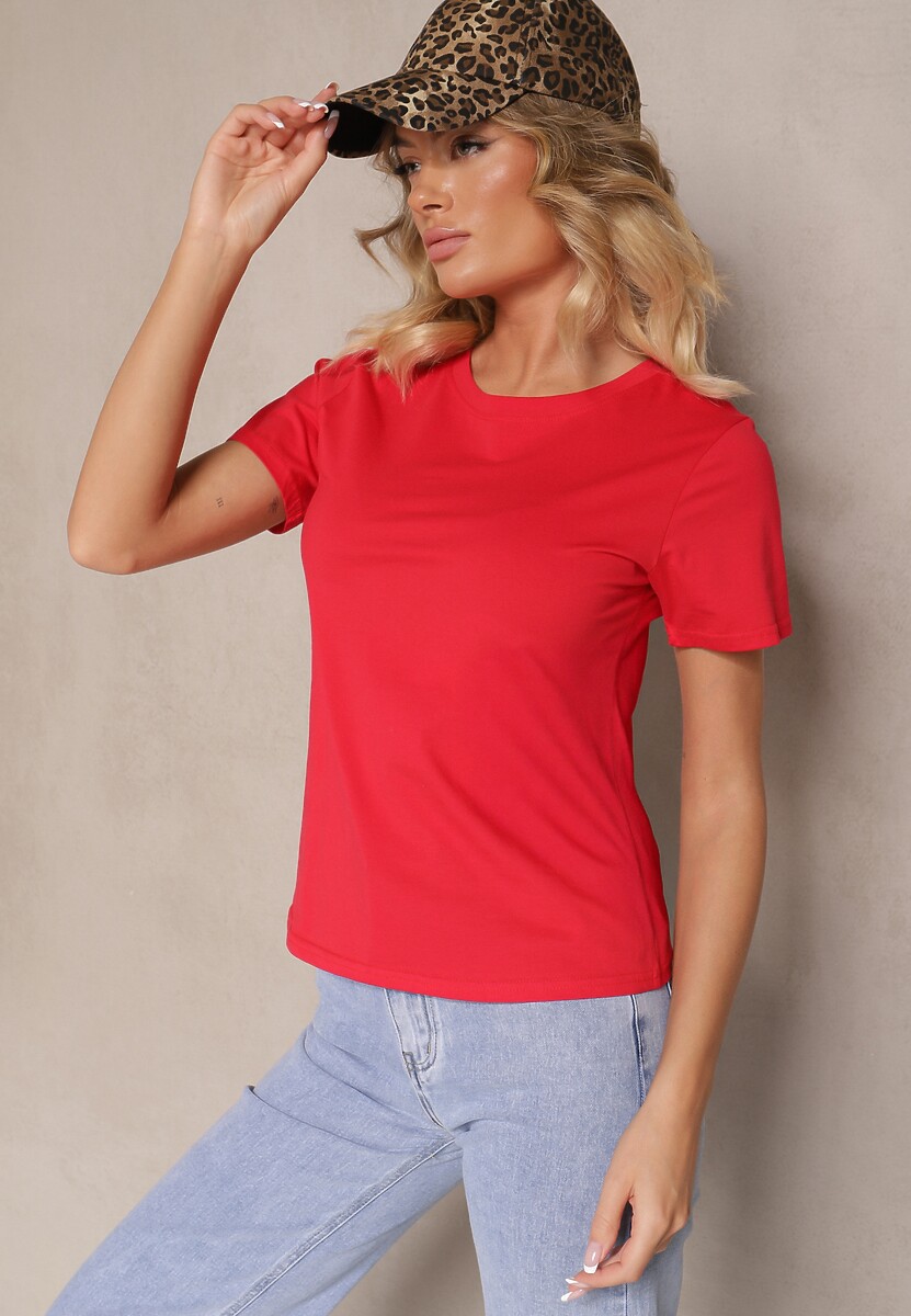 Czerwony Casualowy Bawełniany T-shirt Rivali 1