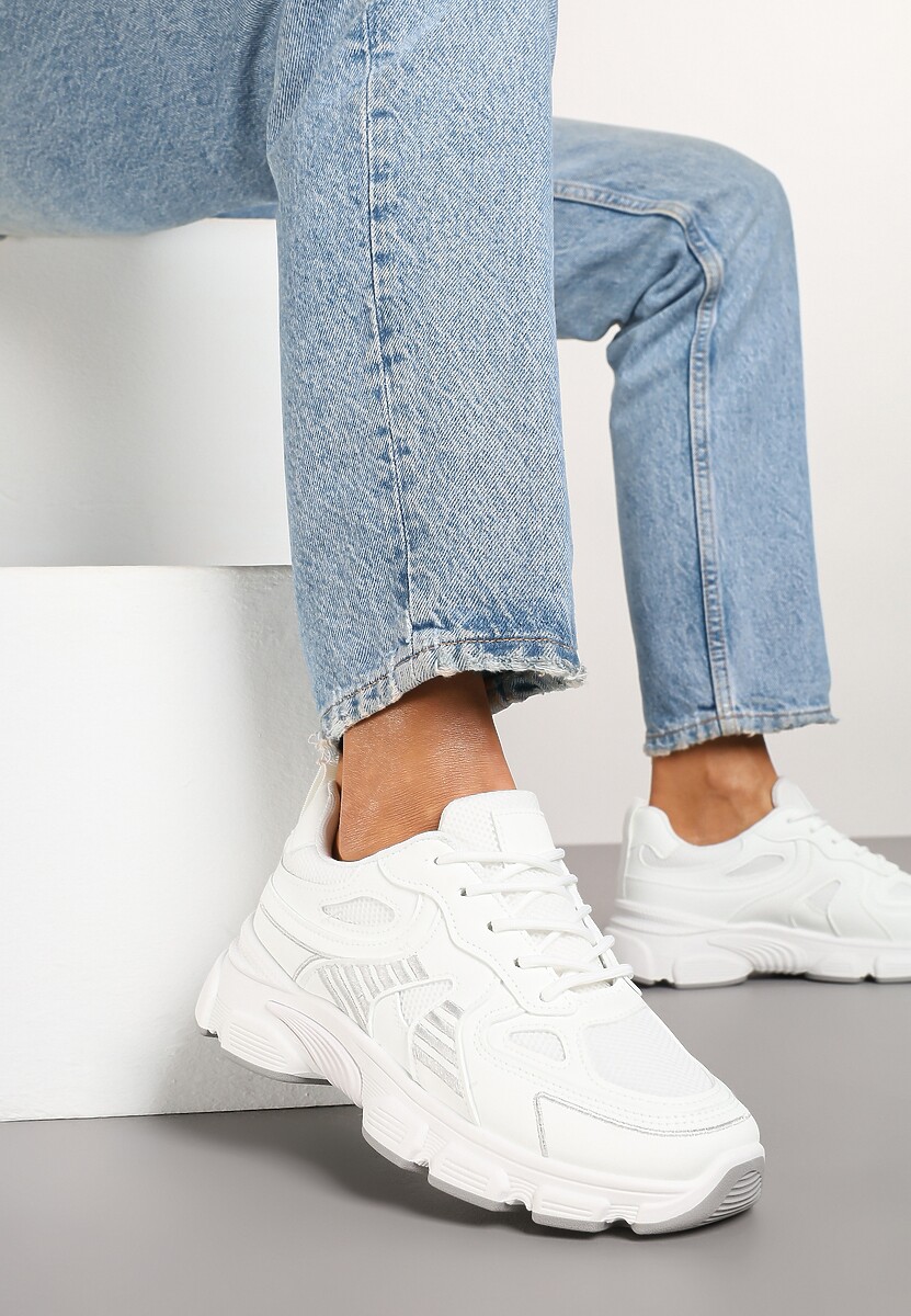 Białe Sneakersy w Streetwearowym Stylu na Grubej Podeszwie Felethra 1