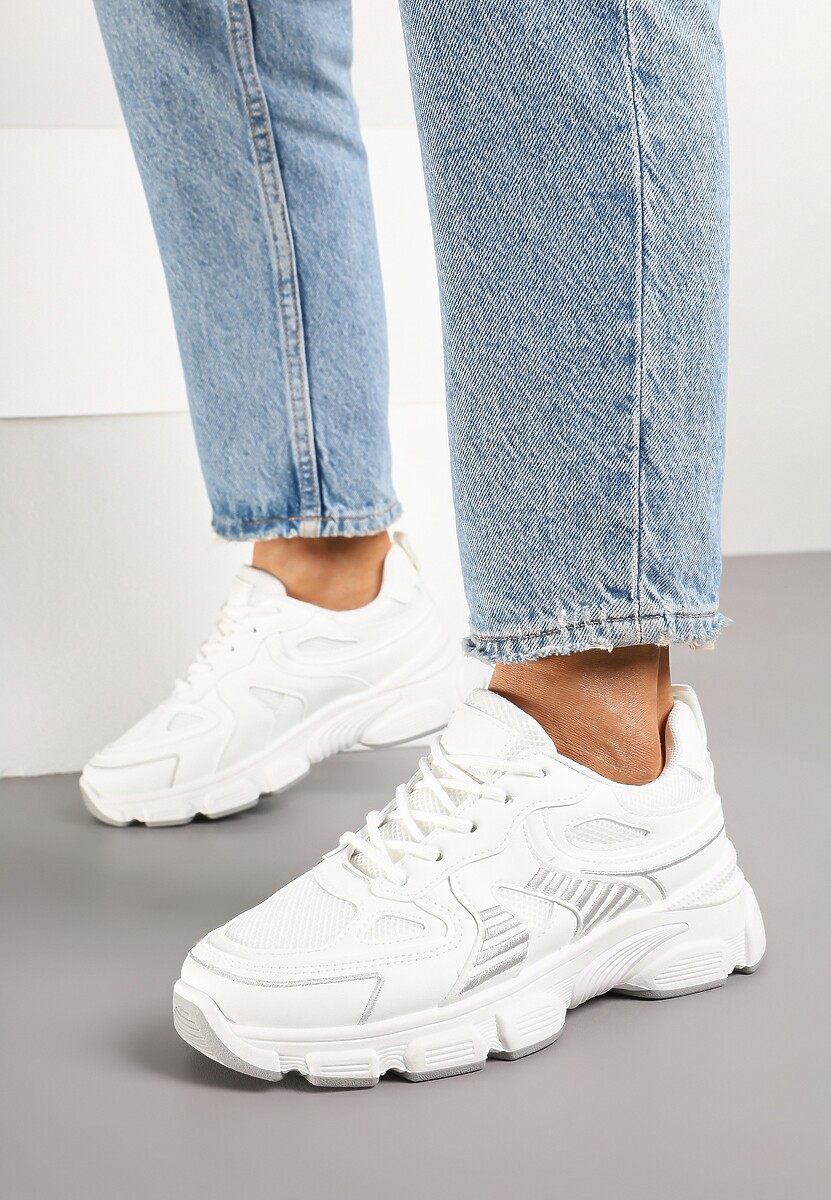 Białe Sneakersy w Streetwearowym Stylu na Grubej Podeszwie Felethra 2